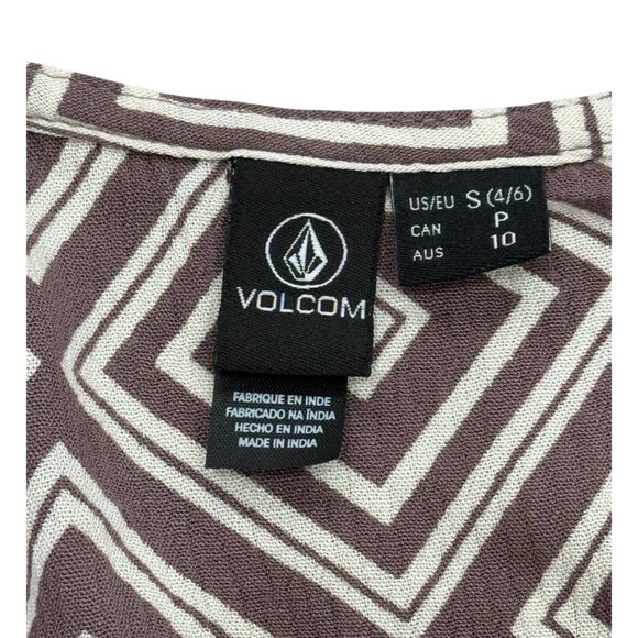 Volcom Womens Cropped Top Retrospectacle Printed Tie-Front Size S - Picture 4 of 8